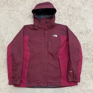 The North Face HyVent Ski Jacket Women's Burgundy XL Hooded Shell Waterproof